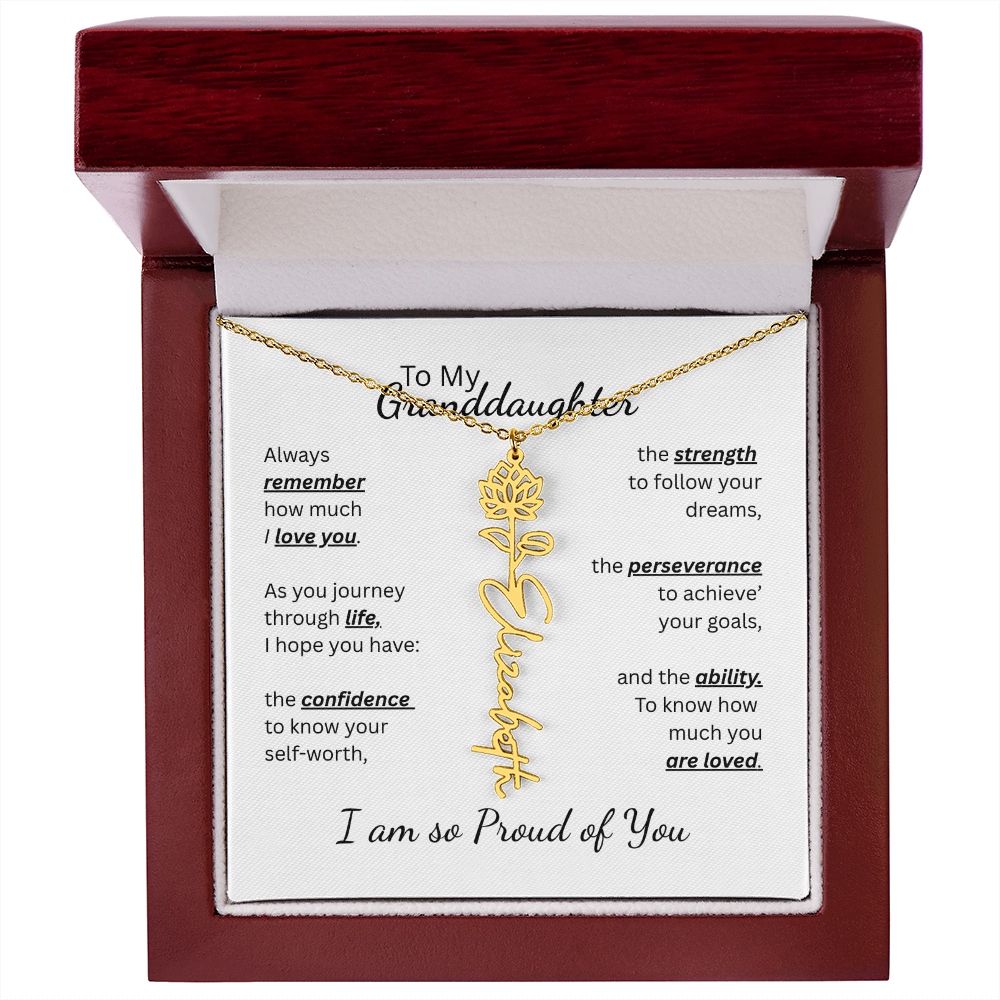 To My Granddaughter-Flower Name Necklace- Customizable