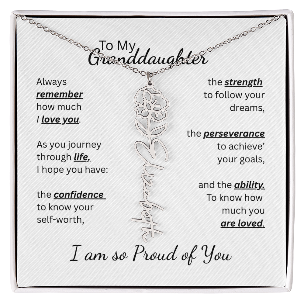 To My Granddaughter-Flower Name Necklace- Customizable