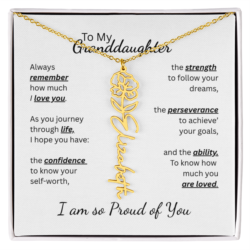 To My Granddaughter-Flower Name Necklace- Customizable