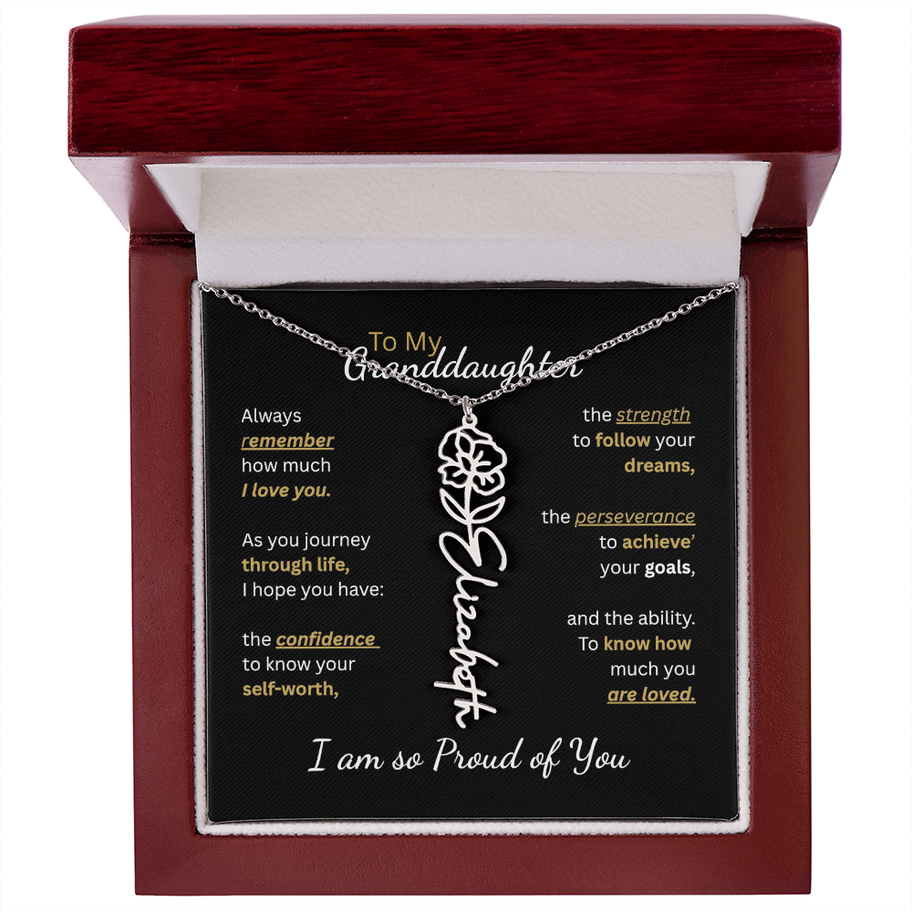 To My Granddaughter-Flower Name Necklace-Customizable