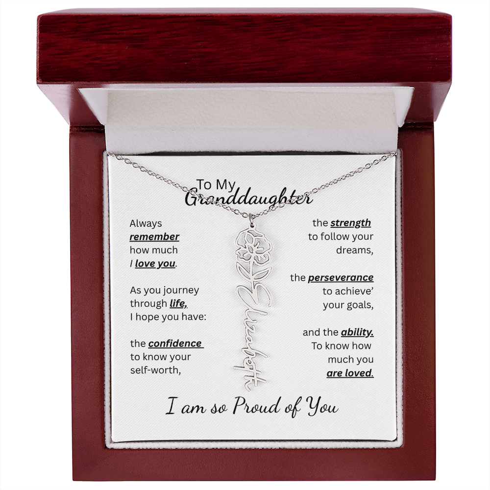 To My Granddaughter-Flower Name Necklace- Customizable