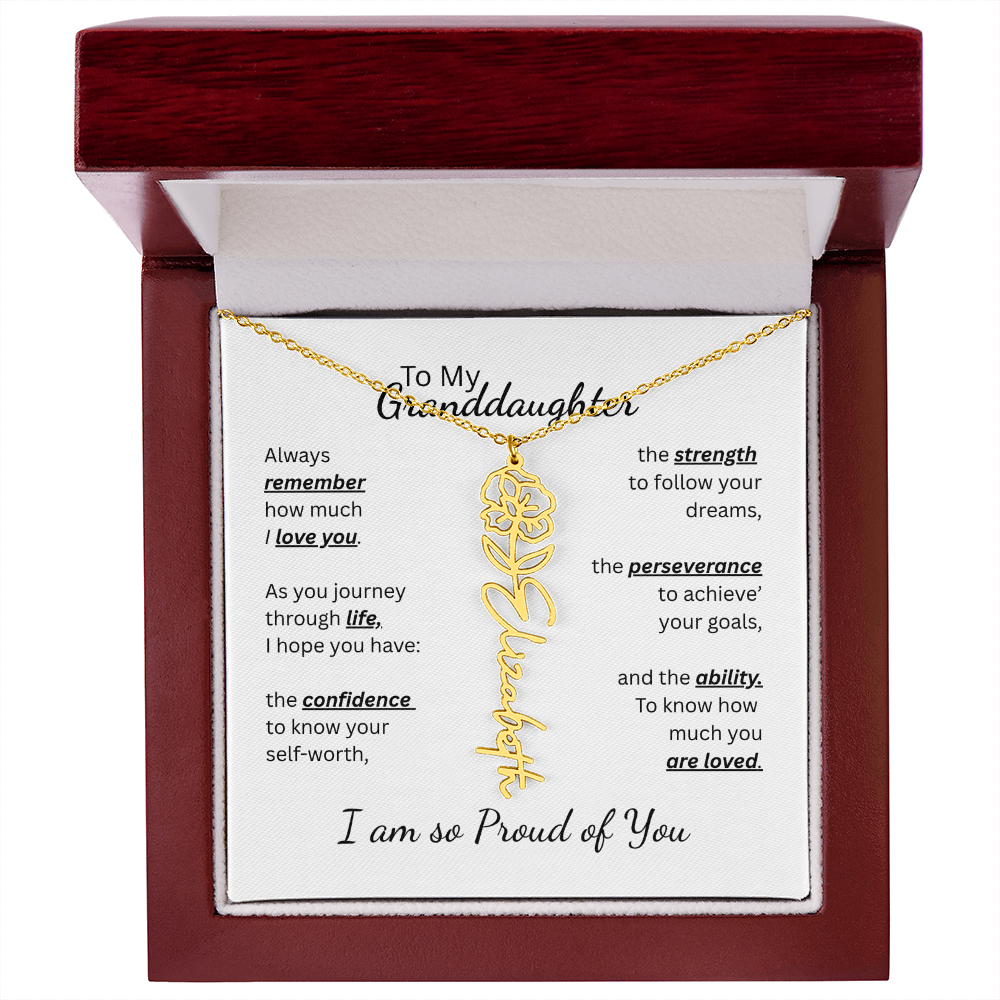 To My Granddaughter-Flower Name Necklace- Customizable