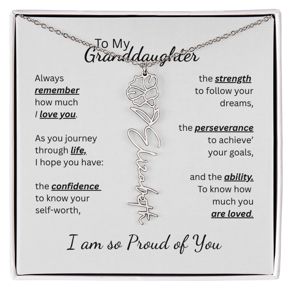 To My Granddaughter-Flower Name Necklace- Customizable