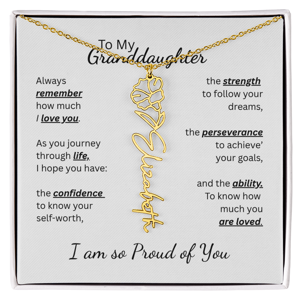 To My Granddaughter-Flower Name Necklace- Customizable