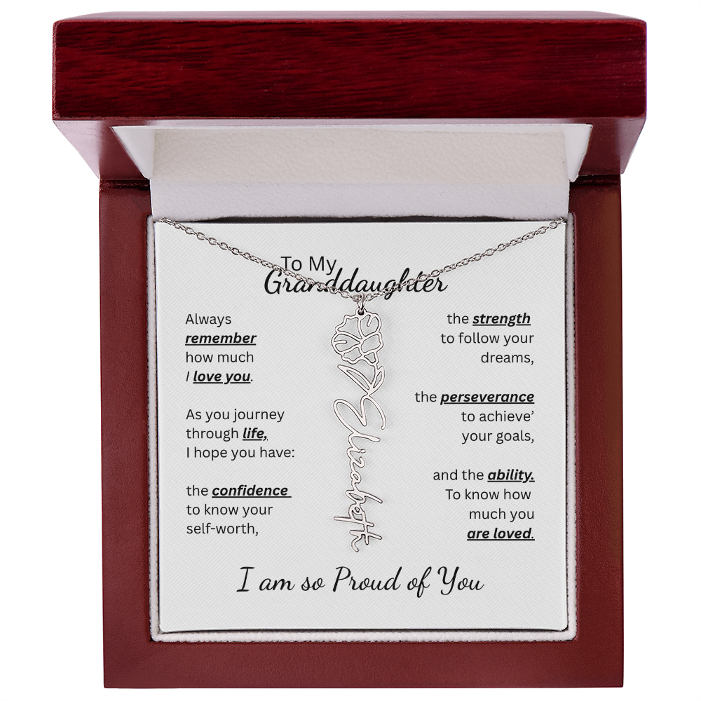 To My Granddaughter-Flower Name Necklace- Customizable