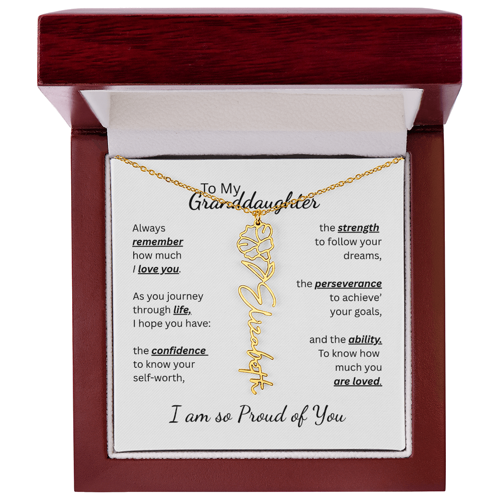 To My Granddaughter-Flower Name Necklace- Customizable
