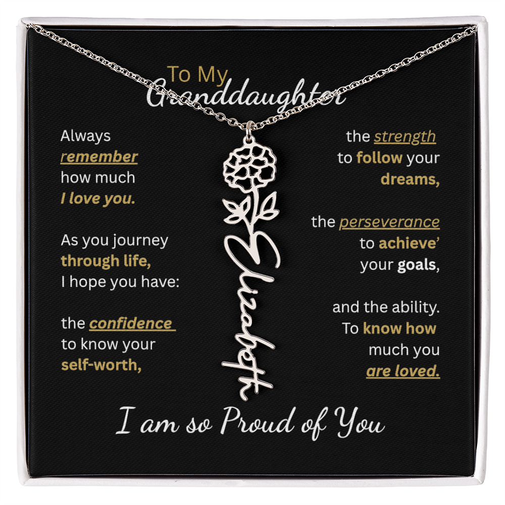 To My Granddaughter-Flower Name Necklace-Customizable