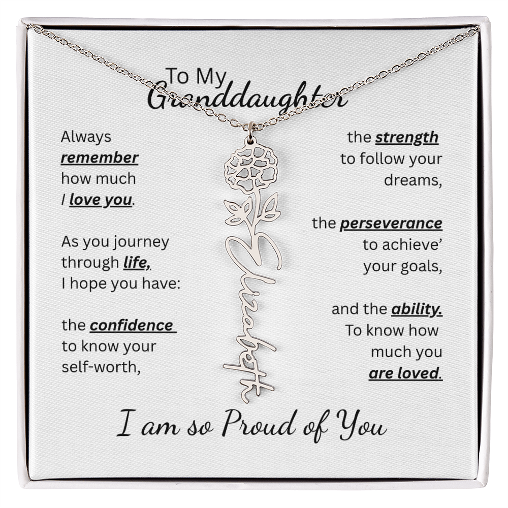 To My Granddaughter-Flower Name Necklace- Customizable