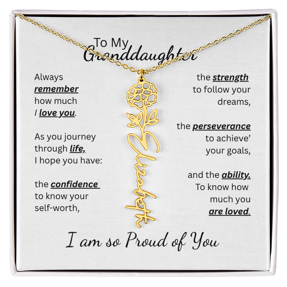 To My Granddaughter-Flower Name Necklace- Customizable