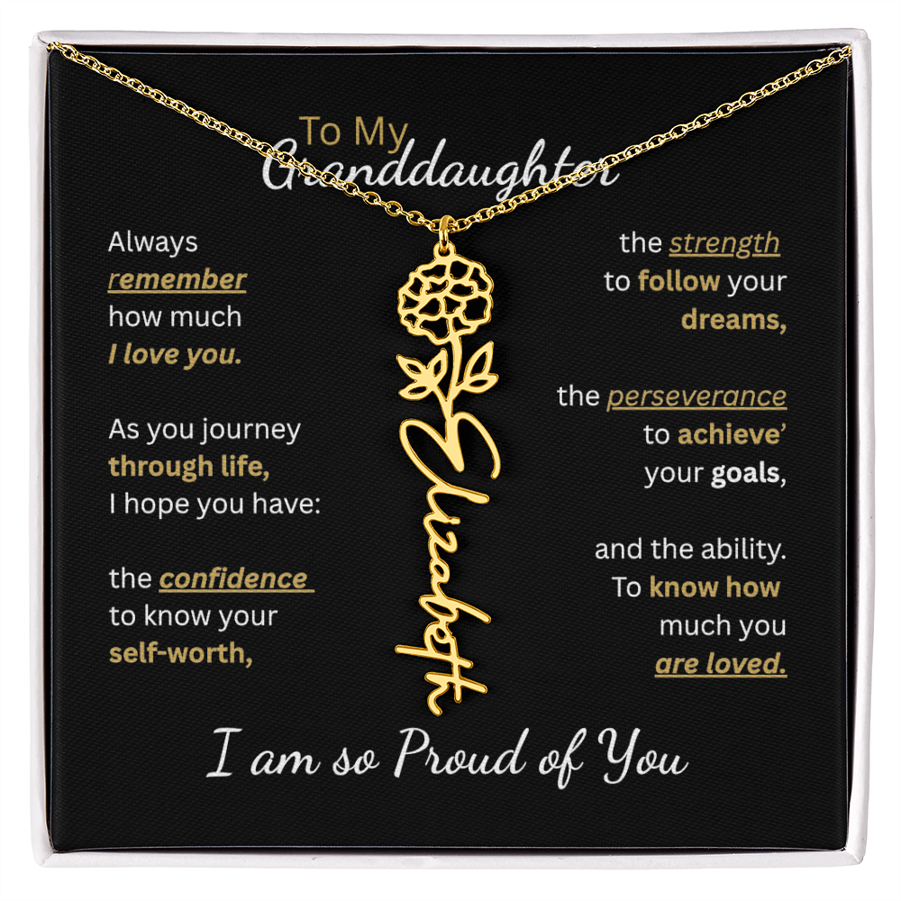 To My Granddaughter-Flower Name Necklace-Customizable