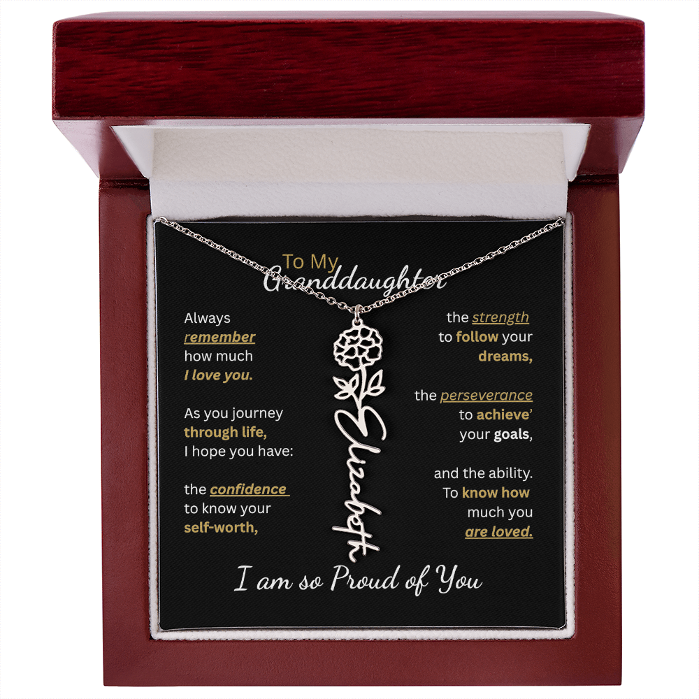 To My Granddaughter-Flower Name Necklace-Customizable