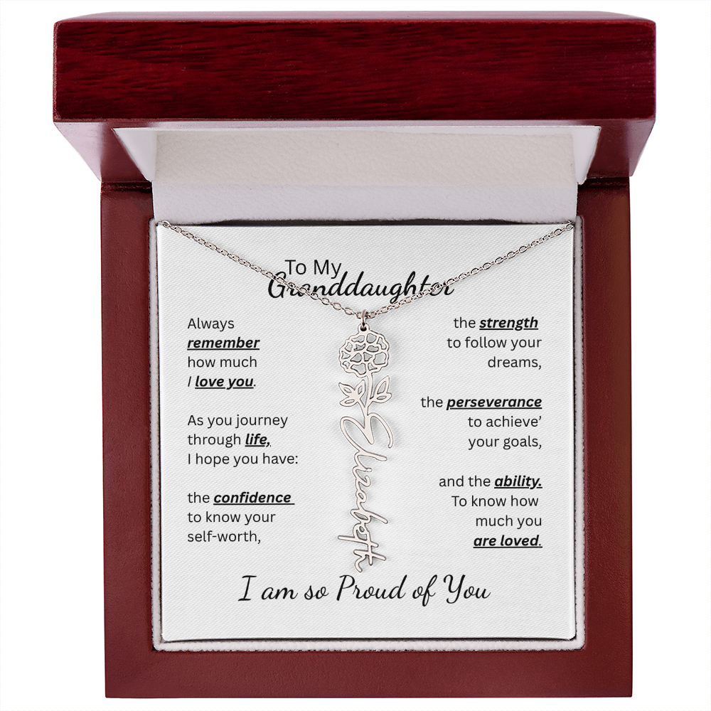 To My Granddaughter-Flower Name Necklace- Customizable