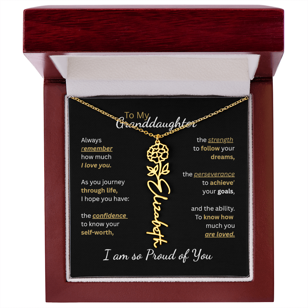 To My Granddaughter-Flower Name Necklace-Customizable