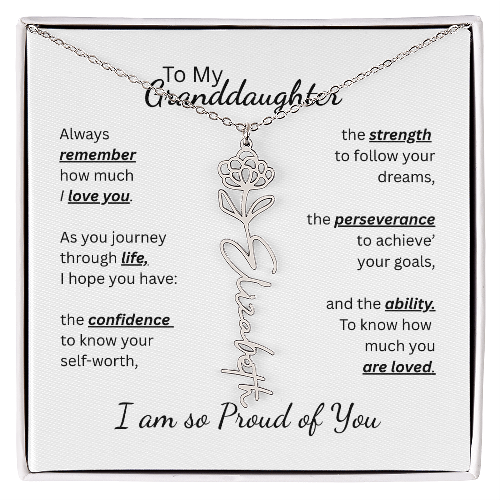 To My Granddaughter-Flower Name Necklace- Customizable