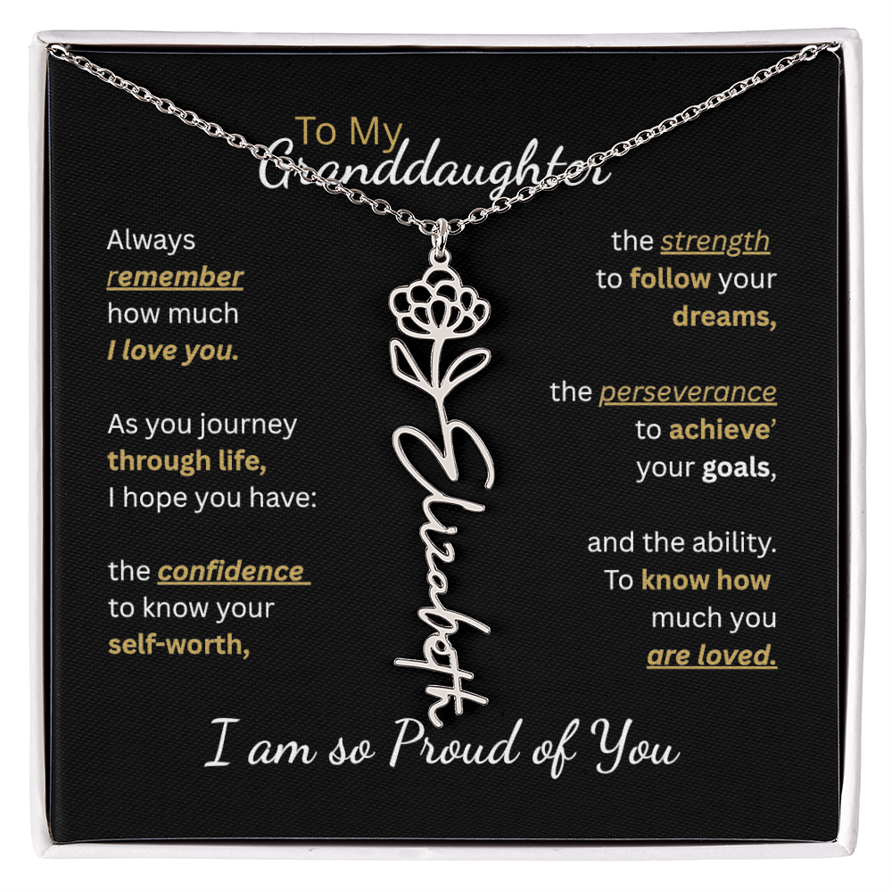 To My Granddaughter-Flower Name Necklace-Customizable