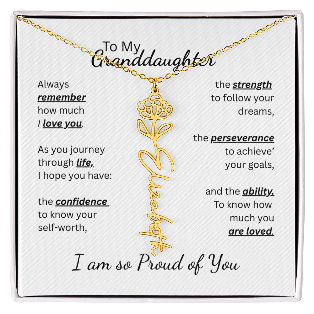 To My Granddaughter-Flower Name Necklace- Customizable
