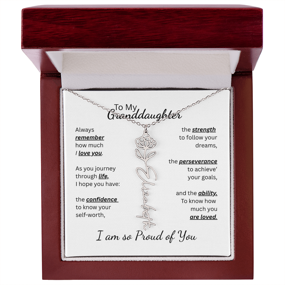 To My Granddaughter-Flower Name Necklace- Customizable