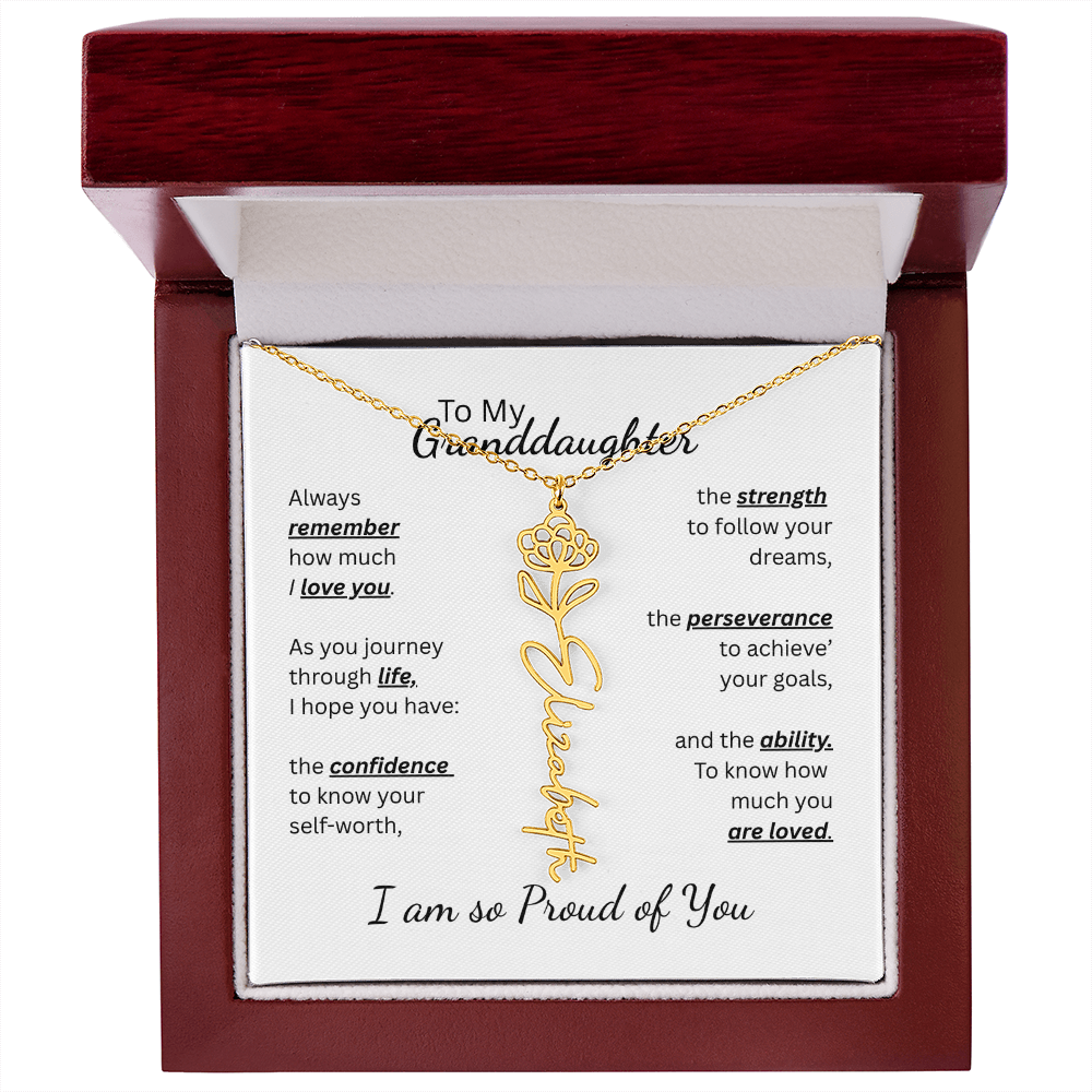 To My Granddaughter-Flower Name Necklace- Customizable