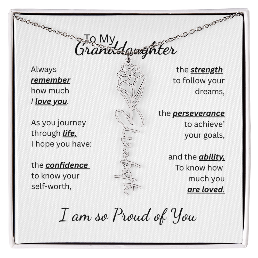To My Granddaughter-Flower Name Necklace- Customizable