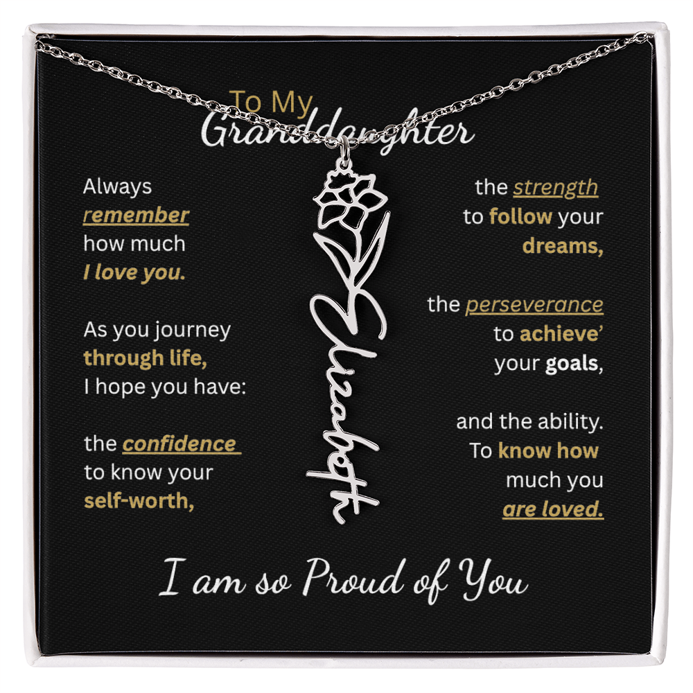 To My Granddaughter-Flower Name Necklace-Customizable