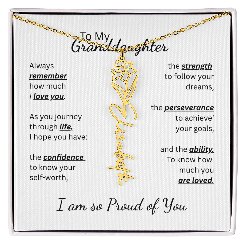 To My Granddaughter-Flower Name Necklace- Customizable
