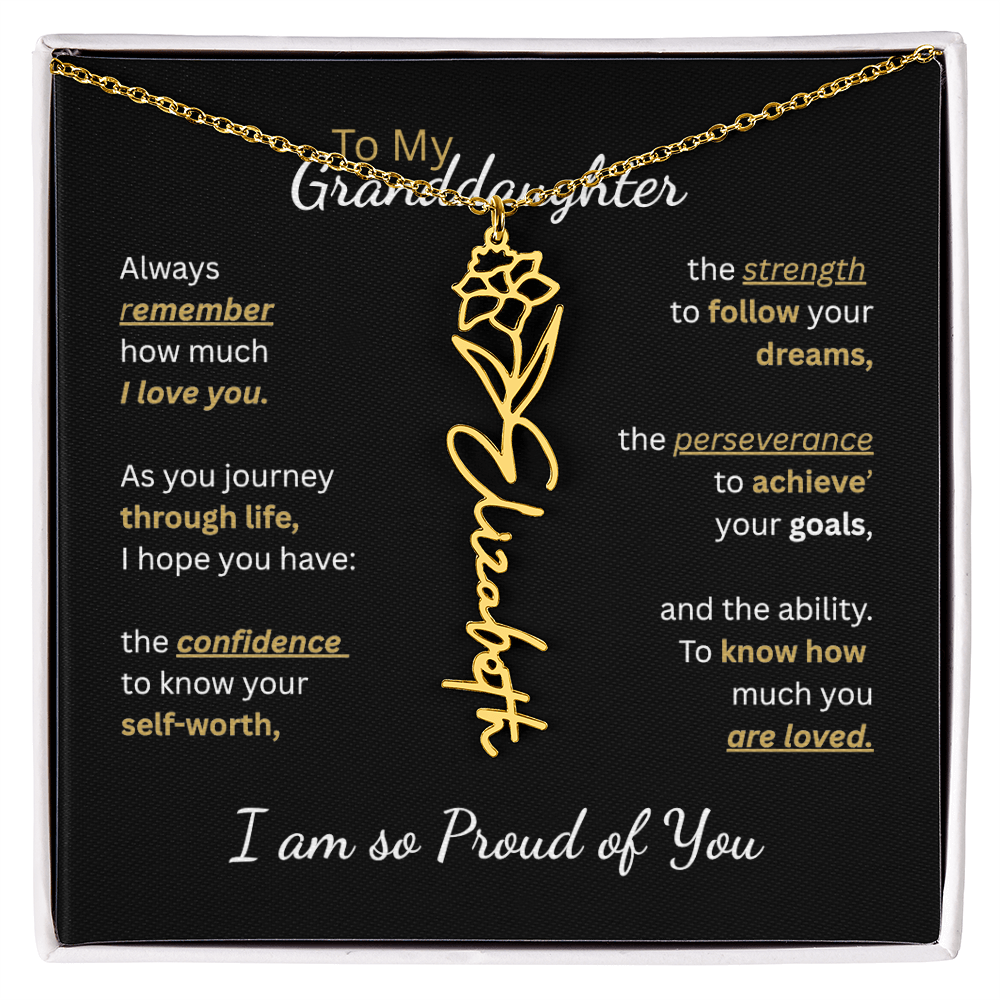 To My Granddaughter-Flower Name Necklace-Customizable