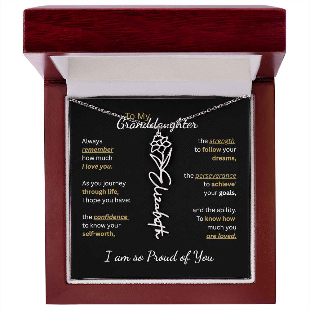 To My Granddaughter-Flower Name Necklace-Customizable