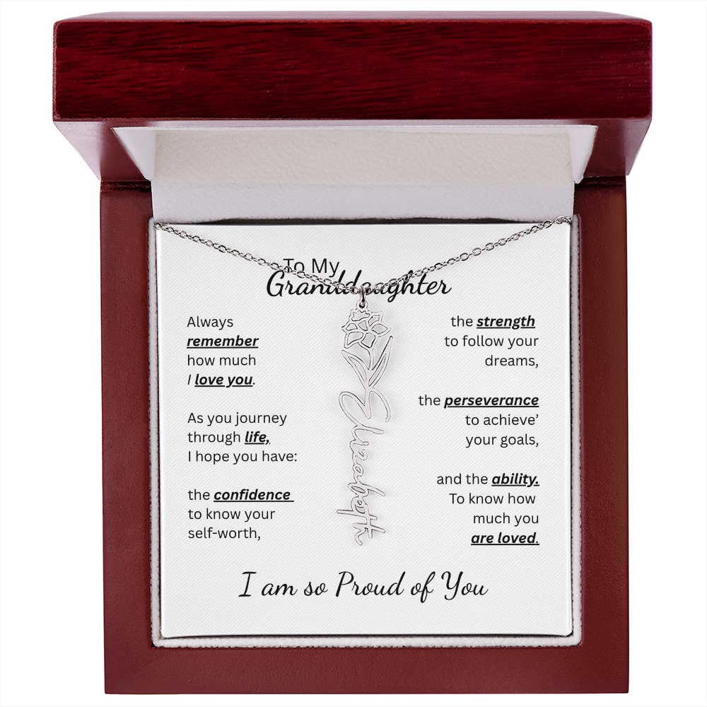 To My Granddaughter-Flower Name Necklace- Customizable