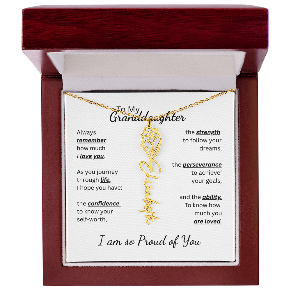 To My Granddaughter-Flower Name Necklace- Customizable
