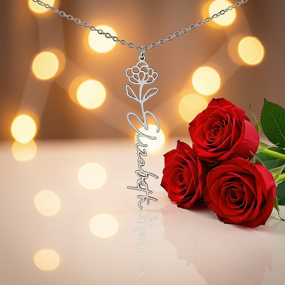 To My Granddaughter-Flower Name Necklace- Customizable