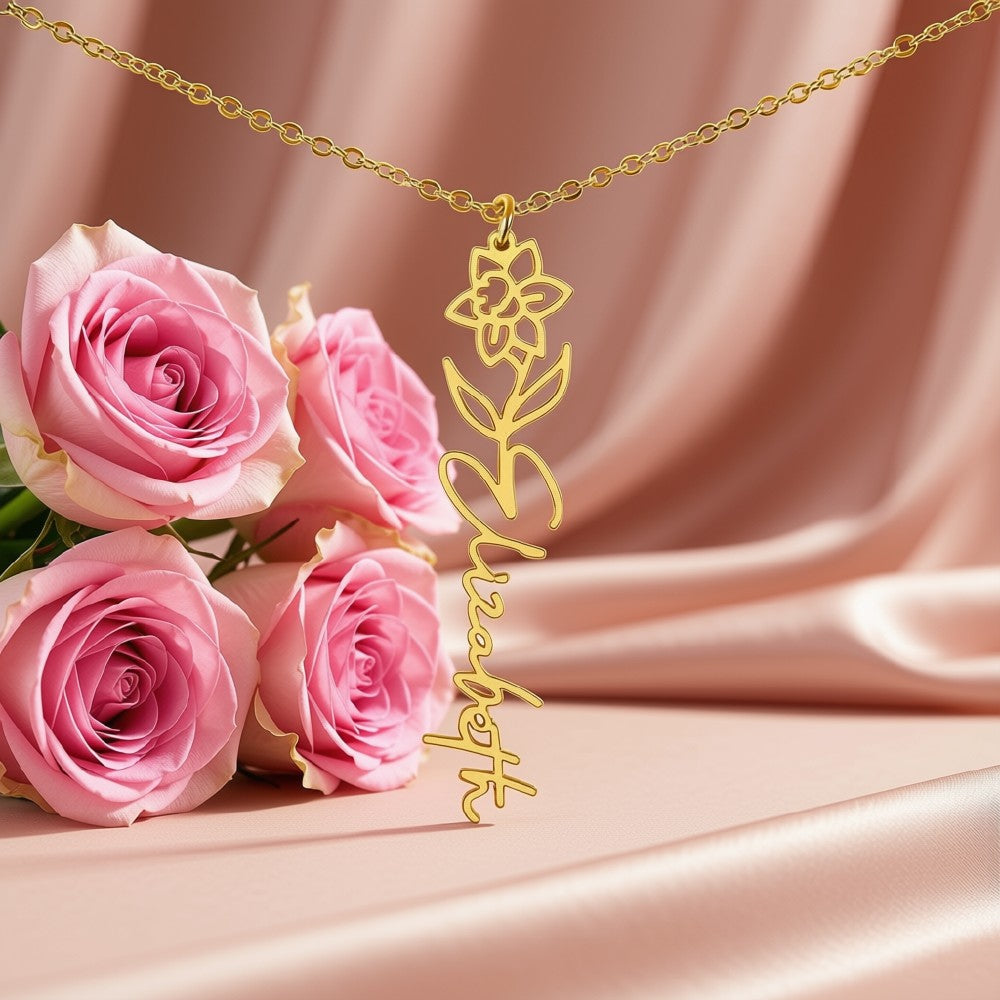 To My Granddaughter-Flower Name Necklace-Customizable