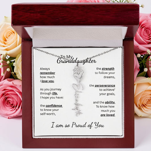 To My Granddaughter-Flower Name Necklace- Customizable