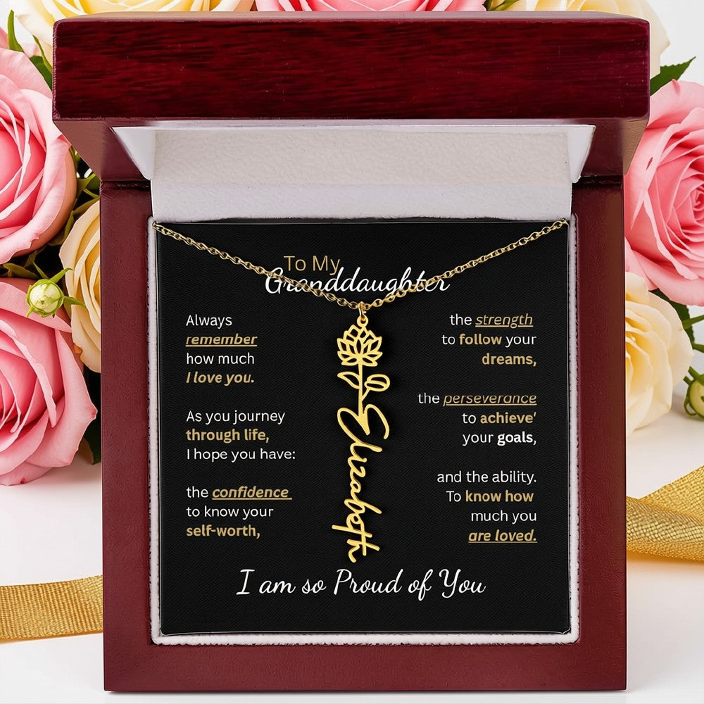 To My Granddaughter-Flower Name Necklace-Customizable