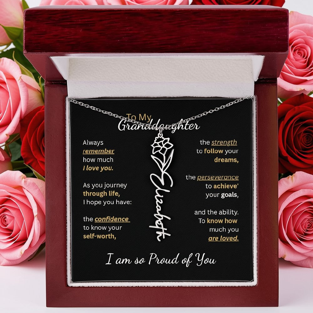 To My Granddaughter-Flower Name Necklace-Customizable