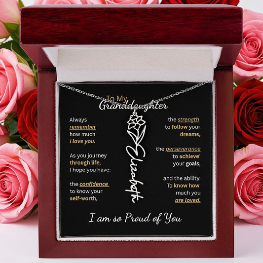 To My Granddaughter-Flower Name Necklace-Customizable